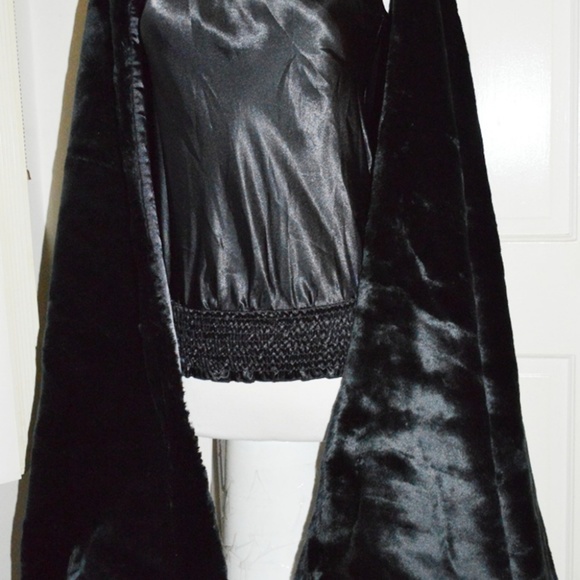 SCARF WRAP ULTRA LONG FAUX FUR VERY SOFT BLACK 8'4'' LONG x 24'' WIDE - Picture 6 of 8